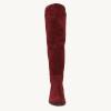 imageJuliet Holy Womens Knee High Boots Round Toe Chunky Block Heels Suede Fashion Winter BootiesBurgundy