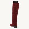 imageJuliet Holy Womens Knee High Boots Round Toe Chunky Block Heels Suede Fashion Winter BootiesBurgundy