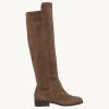 imageJuliet Holy Womens Knee High Boots Round Toe Chunky Block Heels Suede Fashion Winter BootiesCoffee Brown