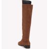 imageJuliet Holy Womens Knee High Boots Round Toe Chunky Block Heels Suede Fashion Winter BootiesRedBrown
