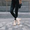 imageJuliet Holy Womens Lug Sole Platform Ankle Booties Chelsea Slip on Chunky Block Heel Leather Combat BootsBeige