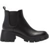 imageJuliet Holy Womens Lug Sole Platform Ankle Booties Chelsea Slip on Chunky Block Heel Leather Combat BootsBlack