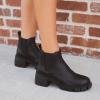 imageJuliet Holy Womens Lug Sole Platform Ankle Booties Chelsea Slip on Chunky Block Heel Leather Combat BootsBlack