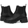 imageJuliet Holy Womens Lug Sole Platform Ankle Booties Chelsea Slip on Chunky Block Heel Leather Combat BootsBlack2
