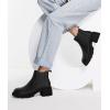 imageJuliet Holy Womens Lug Sole Platform Ankle Booties Chelsea Slip on Chunky Block Heel Leather Combat BootsBlack2
