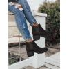 imageJuliet Holy Womens Lug Sole Platform Ankle Booties Chelsea Slip on Chunky Block Heel Leather Combat BootsCool Black