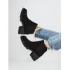imageJuliet Holy Womens Lug Sole Platform Ankle Booties Chelsea Slip on Chunky Block Heel Leather Combat BootsCool Black