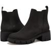 imageJuliet Holy Womens Lug Sole Platform Ankle Booties Chelsea Slip on Chunky Block Heel Leather Combat BootsCool Black