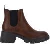 imageJuliet Holy Womens Lug Sole Platform Ankle Booties Chelsea Slip on Chunky Block Heel Leather Combat BootsDark Brown