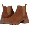 imageJuliet Holy Womens Lug Sole Platform Ankle Booties Chelsea Slip on Chunky Block Heel Leather Combat BootsDark Cognac