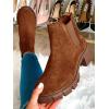 imageJuliet Holy Womens Lug Sole Platform Ankle Booties Chelsea Slip on Chunky Block Heel Leather Combat BootsDark Cognac