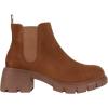 imageJuliet Holy Womens Lug Sole Platform Ankle Booties Chelsea Slip on Chunky Block Heel Leather Combat BootsDark Cognac