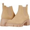 imageJuliet Holy Womens Lug Sole Platform Ankle Booties Chelsea Slip on Chunky Block Heel Leather Combat BootsKhaki