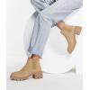 imageJuliet Holy Womens Lug Sole Platform Ankle Booties Chelsea Slip on Chunky Block Heel Leather Combat BootsKhaki