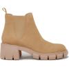 imageJuliet Holy Womens Lug Sole Platform Ankle Booties Chelsea Slip on Chunky Block Heel Leather Combat BootsLight Brown