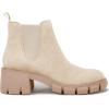 imageJuliet Holy Womens Lug Sole Platform Ankle Booties Chelsea Slip on Chunky Block Heel Leather Combat BootsNude