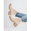 imageJuliet Holy Womens Lug Sole Platform Ankle Booties Chelsea Slip on Chunky Block Heel Leather Combat BootsNude