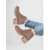 imageJuliet Holy Womens Lug Sole Platform Ankle Booties Chelsea Slip on Chunky Block Heel Leather Combat BootsTaupe