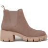 imageJuliet Holy Womens Lug Sole Platform Ankle Booties Chelsea Slip on Chunky Block Heel Leather Combat BootsTaupe