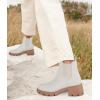 imageJuliet Holy Womens Lug Sole Platform Ankle Booties Chelsea Slip on Chunky Block Heel Leather Combat BootsWhite