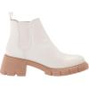 imageJuliet Holy Womens Lug Sole Platform Ankle Booties Chelsea Slip on Chunky Block Heel Leather Combat BootsWhite
