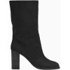 imageJuliet Holy Womens Midcalf Boots Chunky Stacked Heel Square Toe Side Zipper Slipon Suede Winter BootiesBlack