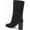 imageJuliet Holy Womens Midcalf Boots Chunky Stacked Heel Square Toe Side Zipper Slipon Suede Winter BootiesBlack