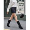 imageJuliet Holy Womens Midcalf Boots Chunky Stacked Heel Square Toe Side Zipper Slipon Suede Winter BootiesBlack