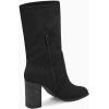 imageJuliet Holy Womens Midcalf Boots Chunky Stacked Heel Square Toe Side Zipper Slipon Suede Winter BootiesBlack