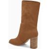 imageJuliet Holy Womens Midcalf Boots Chunky Stacked Heel Square Toe Side Zipper Slipon Suede Winter BootiesBrown