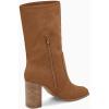 imageJuliet Holy Womens Midcalf Boots Chunky Stacked Heel Square Toe Side Zipper Slipon Suede Winter BootiesBrown