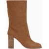 imageJuliet Holy Womens Midcalf Boots Chunky Stacked Heel Square Toe Side Zipper Slipon Suede Winter BootiesBrown