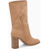 imageJuliet Holy Womens Midcalf Boots Chunky Stacked Heel Square Toe Side Zipper Slipon Suede Winter BootiesKhaki