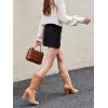 imageJuliet Holy Womens Midcalf Boots Chunky Stacked Heel Square Toe Side Zipper Slipon Suede Winter BootiesKhaki