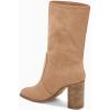 imageJuliet Holy Womens Midcalf Boots Chunky Stacked Heel Square Toe Side Zipper Slipon Suede Winter BootiesKhaki