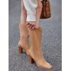 imageJuliet Holy Womens Midcalf Boots Chunky Stacked Heel Square Toe Side Zipper Slipon Suede Winter BootiesKhaki