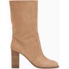 imageJuliet Holy Womens Midcalf Boots Chunky Stacked Heel Square Toe Side Zipper Slipon Suede Winter BootiesKhaki