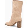 imageJuliet Holy Womens Midcalf Boots Chunky Stacked Heel Square Toe Side Zipper Slipon Suede Winter BootiesNude