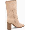 imageJuliet Holy Womens Midcalf Boots Chunky Stacked Heel Square Toe Side Zipper Slipon Suede Winter BootiesNude