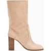 imageJuliet Holy Womens Midcalf Boots Chunky Stacked Heel Square Toe Side Zipper Slipon Suede Winter BootiesNude