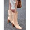 imageJuliet Holy Womens Midcalf Boots Chunky Stacked Heel Square Toe Side Zipper Slipon Suede Winter BootiesNude