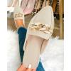imageJuliet Holy Womens Mules Flats Pointed Toe Backless Loafers Slip on Metal Chain SlidesApricot