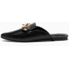 imageJuliet Holy Womens Mules Flats Pointed Toe Backless Loafers Slip on Metal Chain SlidesBlack