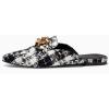 imageJuliet Holy Womens Mules Flats Pointed Toe Backless Loafers Slip on Metal Chain SlidesBlack White