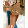 imageJuliet Holy Womens Mules Flats Pointed Toe Backless Loafers Slip on Metal Chain SlidesBrown