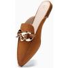 imageJuliet Holy Womens Mules Flats Pointed Toe Backless Loafers Slip on Metal Chain SlidesBrown