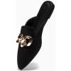 imageJuliet Holy Womens Mules Flats Pointed Toe Backless Loafers Slip on Metal Chain SlidesCool Black
