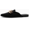 imageJuliet Holy Womens Mules Flats Pointed Toe Backless Loafers Slip on Metal Chain SlidesCool Black