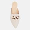 imageJuliet Holy Womens Mules Flats Pointed Toe Backless Loafers Slip on Metal Chain SlidesCream