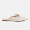 imageJuliet Holy Womens Mules Flats Pointed Toe Backless Loafers Slip on Metal Chain SlidesCream
